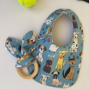 Dapper Dogs in Blue Teething Ring