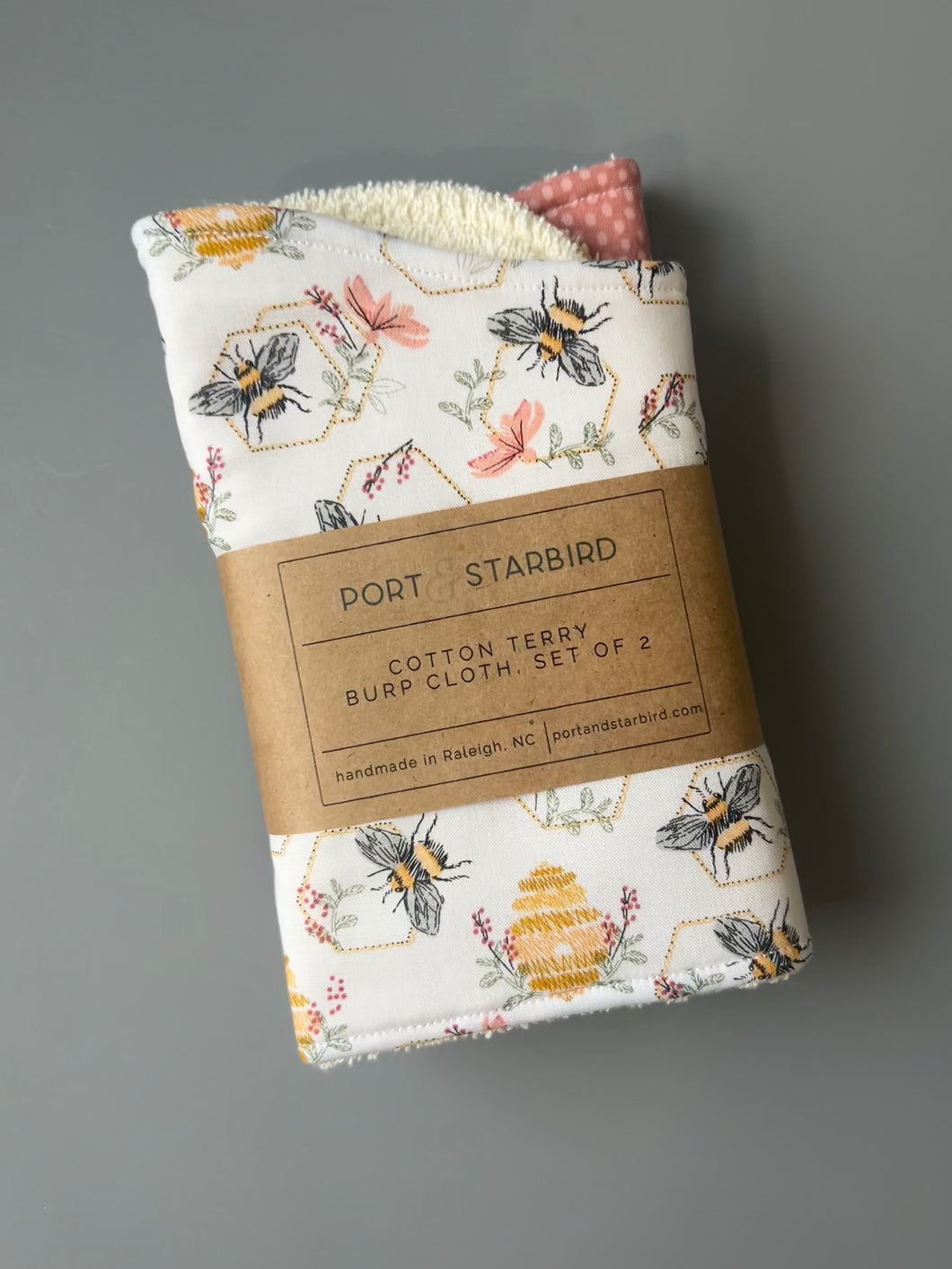 Bees in the Hive Burp Cloth, set of 2