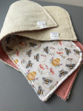 Load image into Gallery viewer, Bees in the Hive Burp Cloth, set of 2