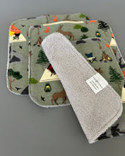 Load image into Gallery viewer, Happy Camper Cotton Flannel Terry Wash Cloths, set of 3