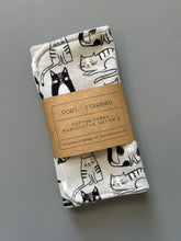 Load image into Gallery viewer, Cats All Around Cotton Flannel Terry Wash Cloths, set of 3