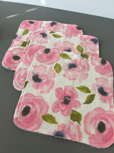 Load image into Gallery viewer, Floral Dreams Cotton Flannel Terry Wash Cloths, set of 3