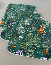 Load image into Gallery viewer, Emerald Forest Cotton Flannel Terry Wash Cloths, set of 3