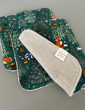 Load image into Gallery viewer, Emerald Forest Cotton Flannel Terry Wash Cloths, set of 3