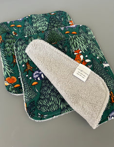 Emerald Forest Cotton Flannel Terry Wash Cloths, set of 3