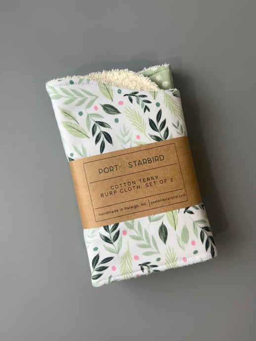 Ferns and Fronds Burp Cloth, set of 2