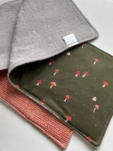 Load image into Gallery viewer, Mushrooms on Green Burp Cloth, set of 2