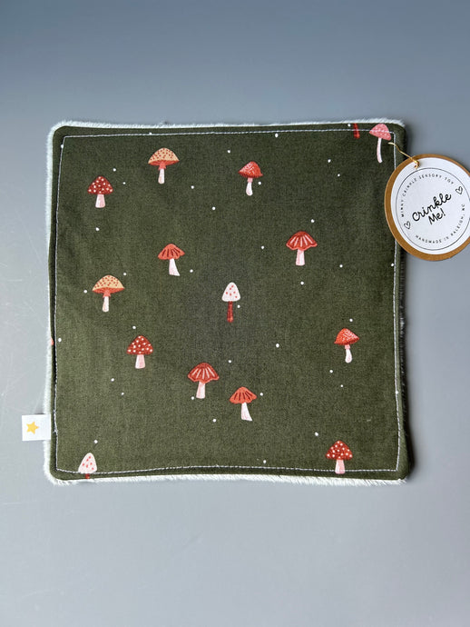 Mushrooms on Green Crinkle Toy