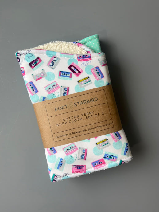 Mix Tape Burp Cloth, set of 2