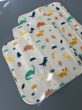 Load image into Gallery viewer, Tiny Dinos Cotton Flannel Terry Wash Cloths, set of 3