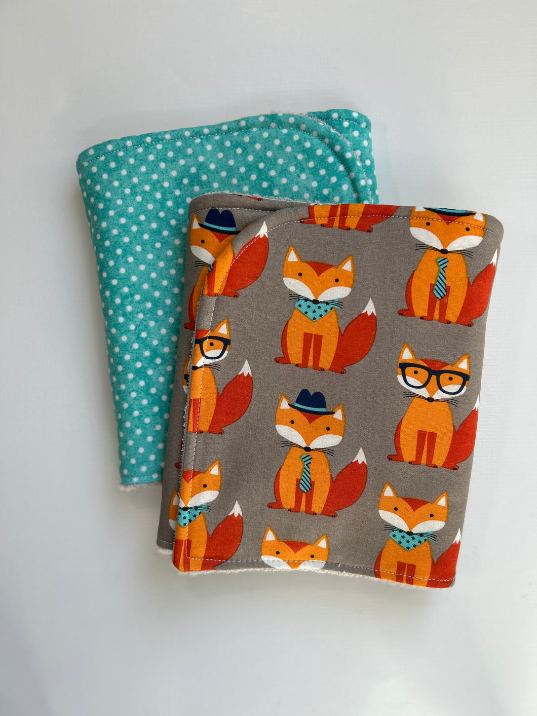 Hipster Fox Burp Cloth, set of 2