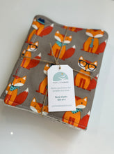 Load image into Gallery viewer, Hipster Fox Burp Cloth, set of 2