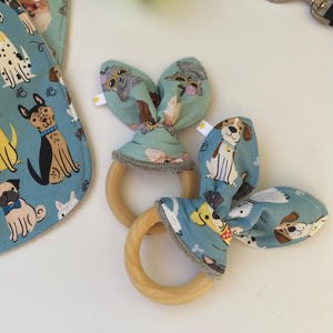 Dapper Dogs in Blue Teething Ring